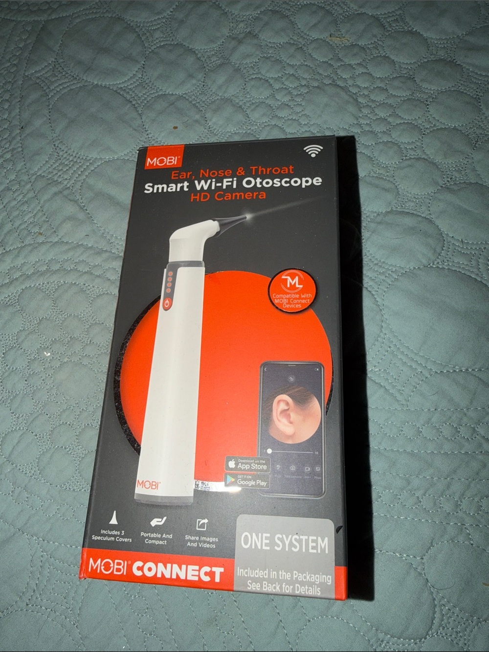 MOBI Smart Wi‑Fi Otoscope HD Camera - White/Orange